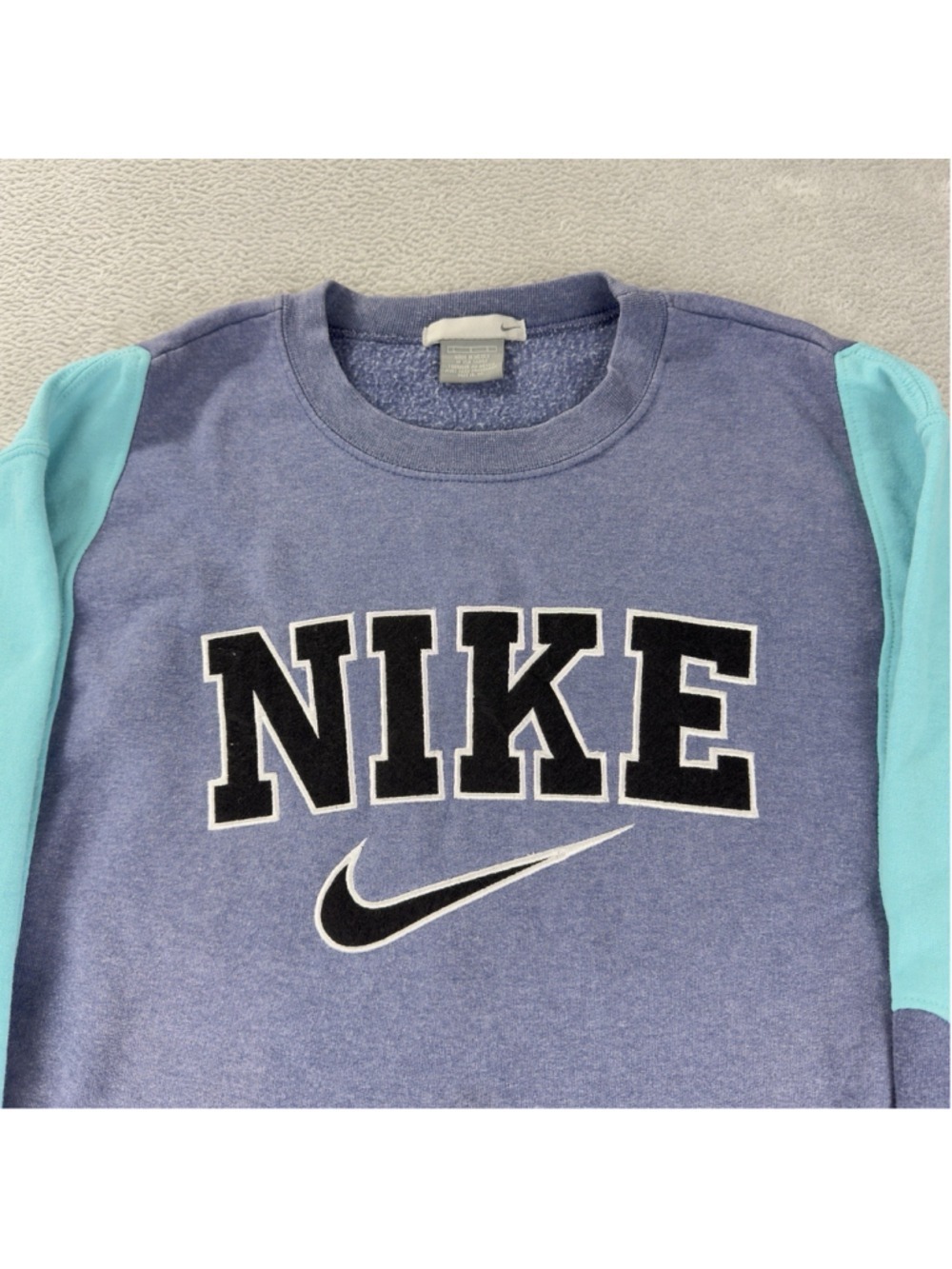 Vintage Nike Men's Size Large Reworked Blue Retro Fleece Crewneck Sweater - Picture 5 of 11